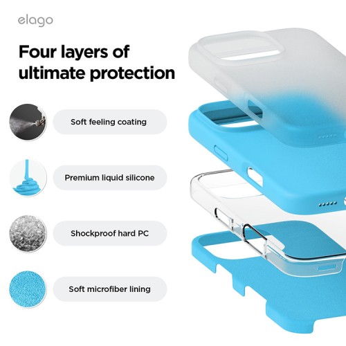 Elago для iPhone 16 Pro Max чехол Soft silicone (Liquid) Ocean Blue