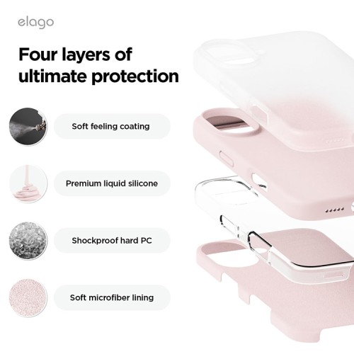 Elago для iPhone 16 чехол Soft silicone (Liquid) Lovely Pink