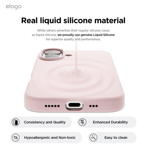 Elago для iPhone 16 чехол Soft silicone (Liquid) Lovely Pink