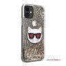Чехол Karl Lagerfeld Liquid glitter Choupette head Hard для iPhone 11, золотой