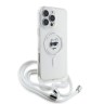 Karl Lagerfeld для iPhone 16 Pro Max чехол Crossbody PC/TPU NFT Choupette Head Hard Transparent (MagSafe) + Cord