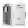 DKNY для iPhone 16 Pro чехол PU Plain leather Logo imprint Hard Grey (MagSafe)