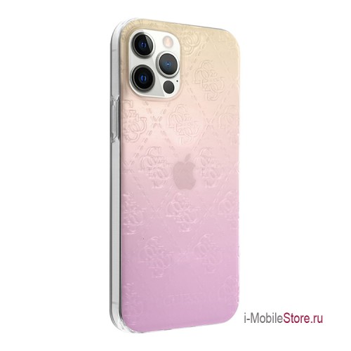 Чехол Guess 4G 3D raised Hard Gradient для iPhone 12 Pro Max, розовый