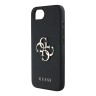 Guess для iPhone 16e чехол PU Grained leather 4G Big metal logo Hard Black