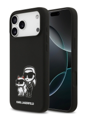 Karl Lagerfeld для iPhone 17 Pro Max чехол Liquid Silicone Sketch Karl &amp; Choupette Hard Black (MagSafe)