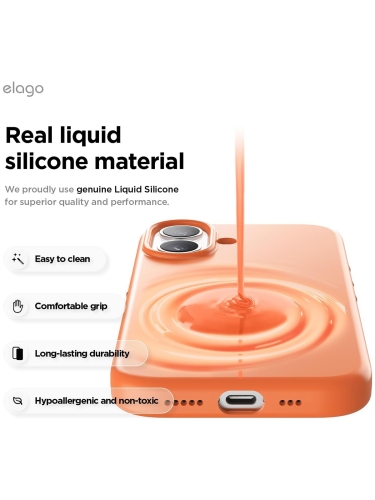Elago для iPhone 17 чехол Magnetic Silicone Orange (MagSafe)