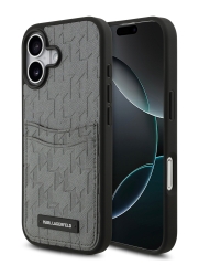 Karl Lagerfeld для iPhone 17 чехол PU Saffiano Monogram with Cardslot Hard Silver