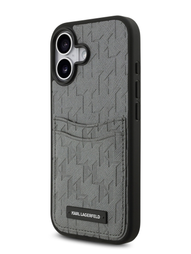 Karl Lagerfeld для iPhone 17 чехол PU Saffiano Monogram with Cardslot Hard Silver