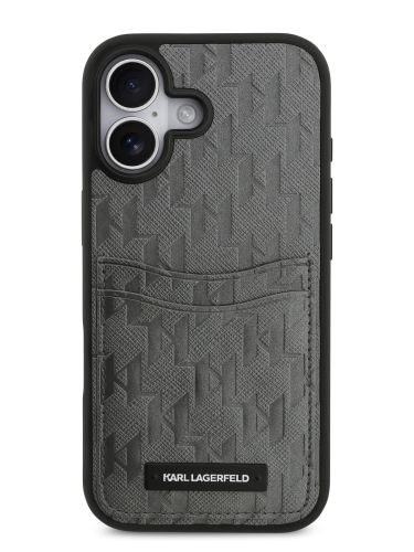 Karl Lagerfeld для iPhone 17 чехол PU Saffiano Monogram with Cardslot Hard Silver