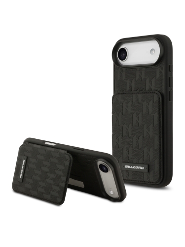 Karl Lagerfeld для iPhone Air чехол Cardslot Stand PU Saffiano Monogram Plate logo Hard Black