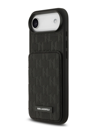 Karl Lagerfeld для iPhone Air чехол Cardslot Stand PU Saffiano Monogram Plate logo Hard Black