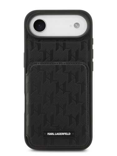 Karl Lagerfeld для iPhone Air чехол Cardslot Stand PU Saffiano Monogram Plate logo Hard Black