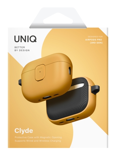 Uniq для Airpods Pro 3 чехол CLYDE Lock case Racing Yellow/Dark Grey