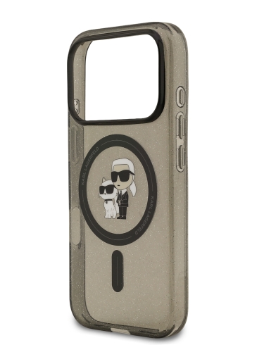 Karl Lagerfeld для iPhone 17 Pro Max чехол IML NFT Karl & Choupette Hard Glitter Black (MagSafe)
