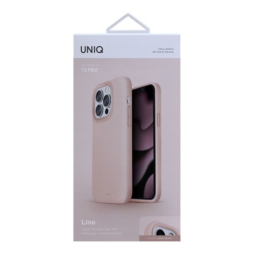 Силиконовый чехол Uniq LINO MagSafe для iPhone 13 Pro, розовый