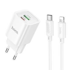 HOCO СЗУ C149A Charm charger set Type-C PD30W + USB-A QC3.0 +кабель C-to-iPhone White