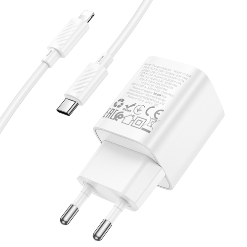 HOCO СЗУ C149A Charm charger set Type-C PD30W + USB-A QC3.0 +кабель C-to-iPhone White