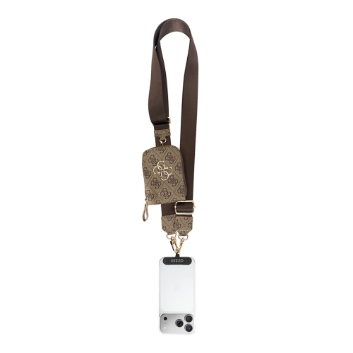 Guess шнурок на шею Universal Crossbody PU Strap 4G Big metal Logo + Smartphone patch + Wallet Brown