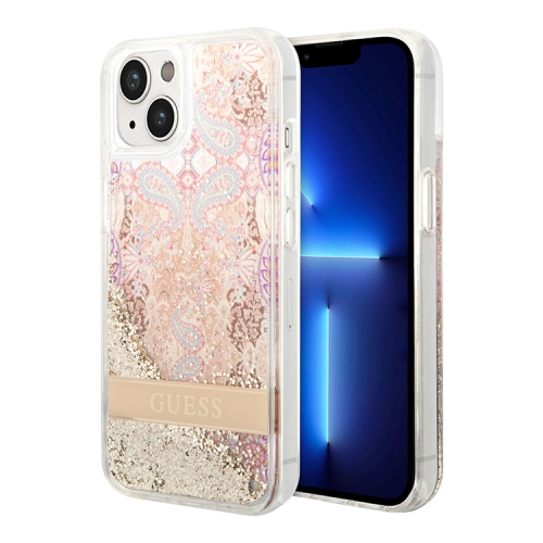 Чехол Guess Liquid glitter Paisley Hard для iPhone 14, золотой