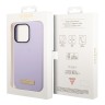Чехол Guess Liquid Silicone Plate metal logo Hard для iPhone 14 Pro, фиолетовый (Magsafe)
