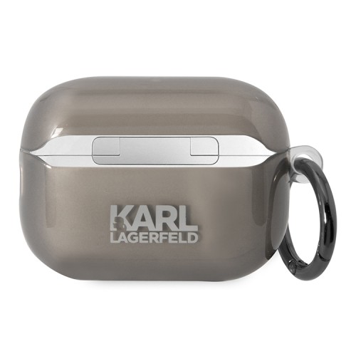 Чехол Lagerfeld TPU with ring NFT Karl Translucent для Airpods Pro 2, черный