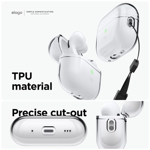 Чехол Elago Clear case with Round strap для AirPods Pro 2, прозрачный