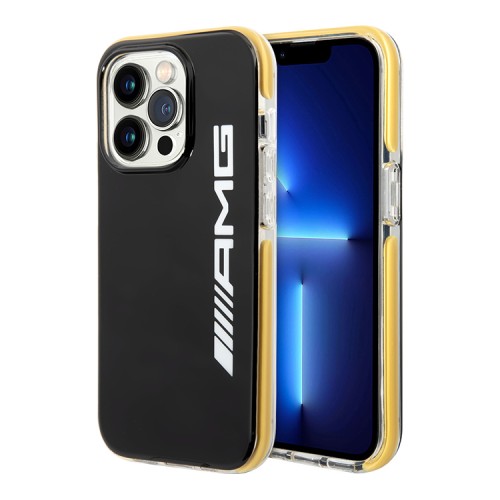 Чехол AMG PC/TPE для iPhone 14 Pro, черный/желтый