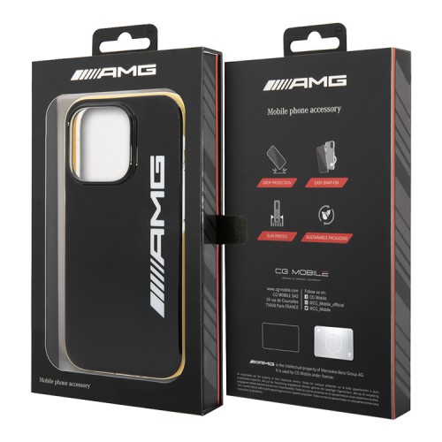 Чехол AMG PC/TPE для iPhone 14 Pro, черный/желтый
