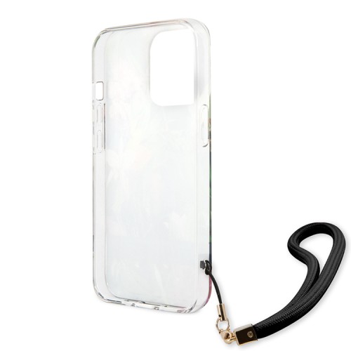 Чехол Guess Flower pattern Hard +Hand cord для iPhone 13 Pro, синий