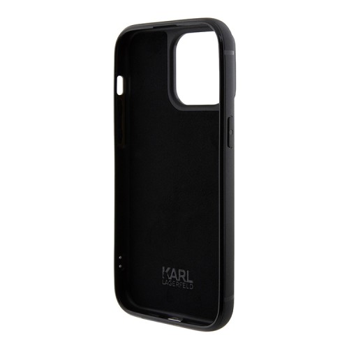 Lagerfeld для iPhone 15 Pro чехол Diamond Rhinestone Metal logo Hard Silver