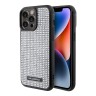Lagerfeld для iPhone 15 Pro чехол Diamond Rhinestone Metal logo Hard Silver