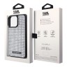Lagerfeld для iPhone 15 Pro чехол Diamond Rhinestone Metal logo Hard Silver