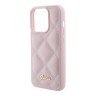 Guess для iPhone 15 Pro Max чехол PU Quilted with Script metal logo Hard Pink
