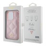 Guess для iPhone 15 Pro Max чехол PU Quilted with Script metal logo Hard Pink