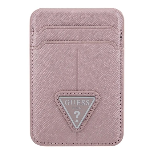 Guess картхолдер для iPhone Wallet Cardslot MagSafe PU Saffiano Triangle metal logo Pink