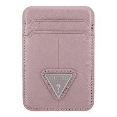 Guess картхолдер для iPhone Wallet Cardslot MagSafe PU Saffiano Triangle metal logo Pink