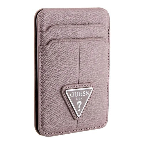 Guess картхолдер для iPhone Wallet Cardslot MagSafe PU Saffiano Triangle metal logo Pink