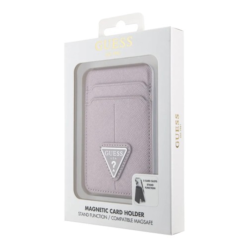 Guess картхолдер для iPhone Wallet Cardslot MagSafe PU Saffiano Triangle metal logo Pink