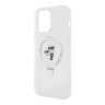 Lagerfeld для iPhone 15 Pro чехол PC/TPU + Ring stand NFT Karl & Choupette Hard White (MagSafe)