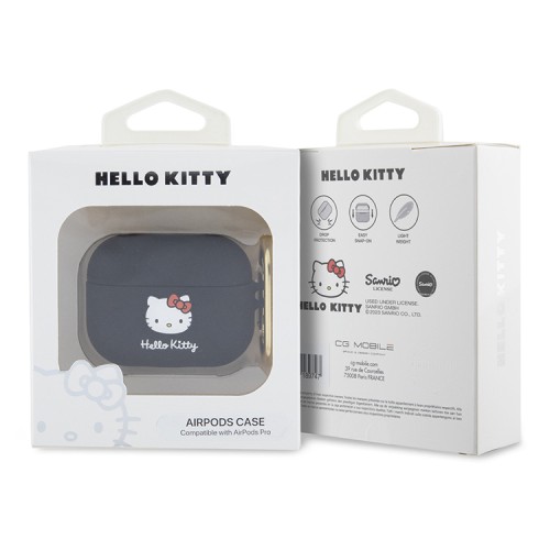 Hello Kitty для Airpods Pro чехол Liquid silicone 3D Rubber Kitty Head Black