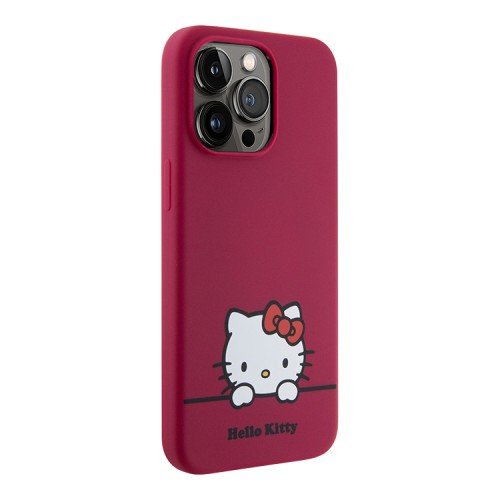 Hello Kitty для iPhone 15 Pro Max чехол Liquid silicone Dreaming Kitty Hard Red