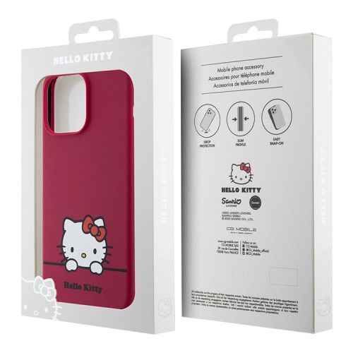 Hello Kitty для iPhone 15 Pro Max чехол Liquid silicone Dreaming Kitty Hard Red