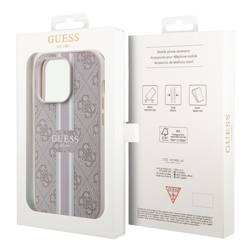 Guess для iPhone 13 Pro Max чехол PU 4G Stripes Hard Pink