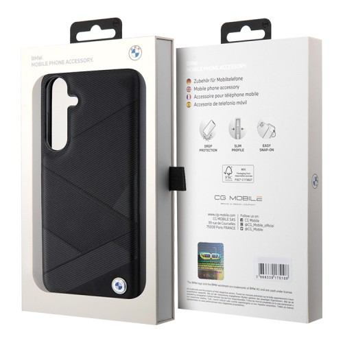 BMW для Galaxy S24+ чехол Leather Textured Metal logo Hard Black