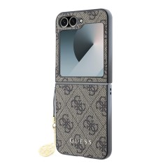 Guess для Galaxy Z Flip 6 чехол PU кожа 4G Charms collection коричневый