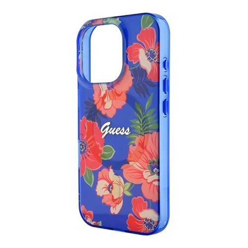 Guess для iPhone 16 Pro чехол PC/TPU Flowers Invisible Ring Red (MagSafe)