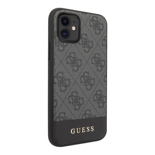 Guess чехол 4G Stripe Metal logo для iPhone 11, серый
