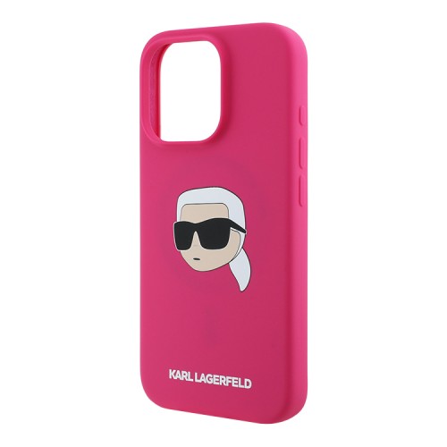 Karl Lagerfeld для iPhone 16 Pro Max чехол Liquid Silicone NFT Karl Fuchsia (MagSafe)