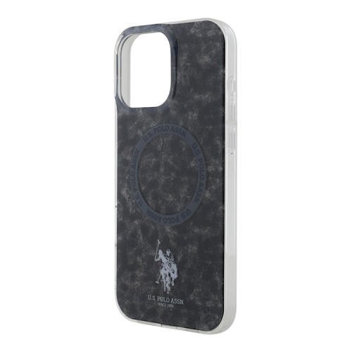 U.S. Polo для iPhone 16 Pro Max чехол PC/TPU Double Horse logo and Ring Black (MagSafe)
