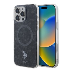 U.S. Polo для iPhone 16 Pro Max чехол PC/TPU Double Horse logo and Ring Black (MagSafe)
